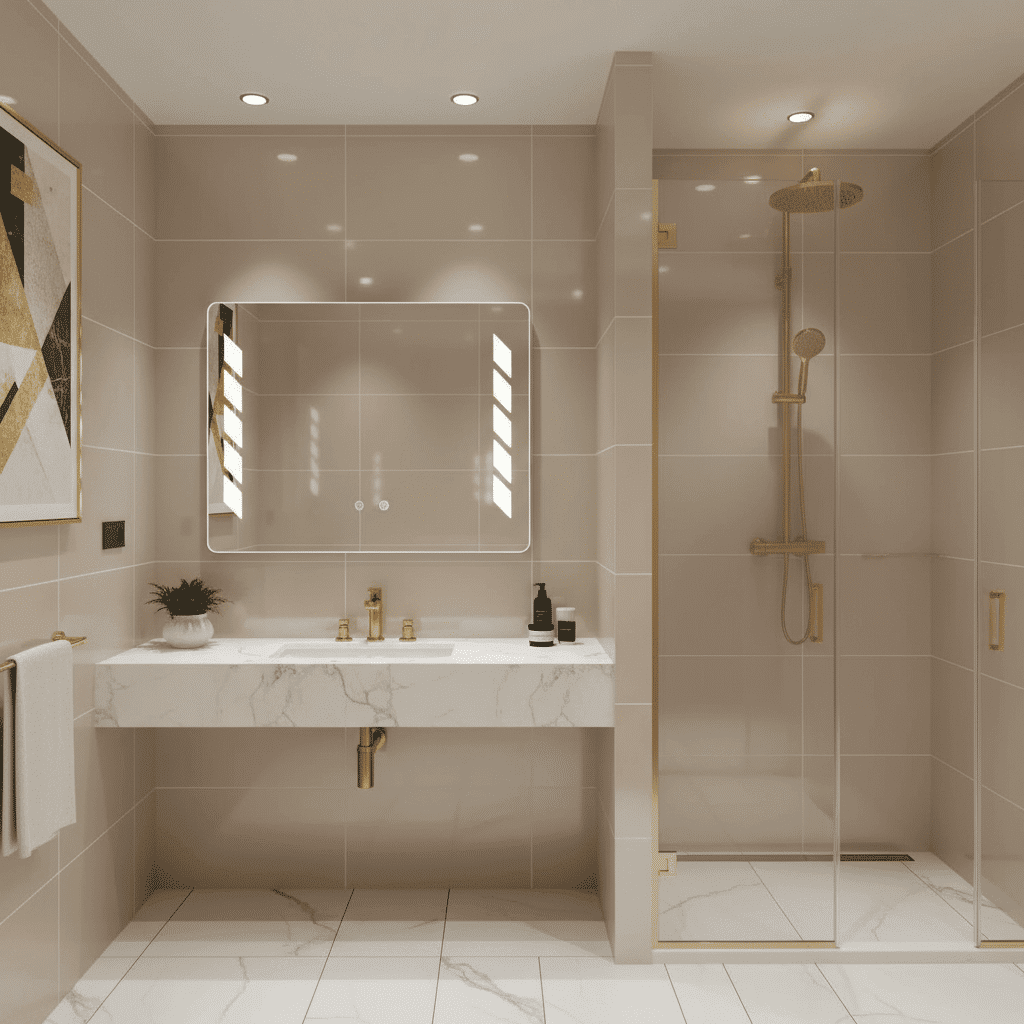 Chevron Strip Touch Sensor LED Bathroom Mirror