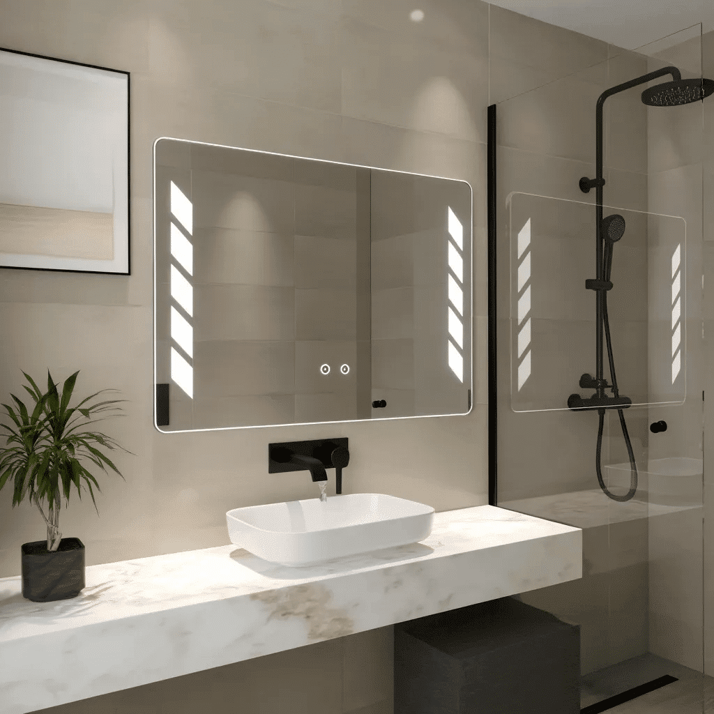 Chevron Strip Touch Sensor LED Bathroom Mirror