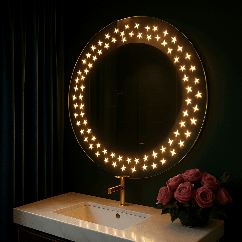 Twinkling Stars LED Bathroom Mirror – Illuminated Mirror with Starry Design and Touch Sensor 1