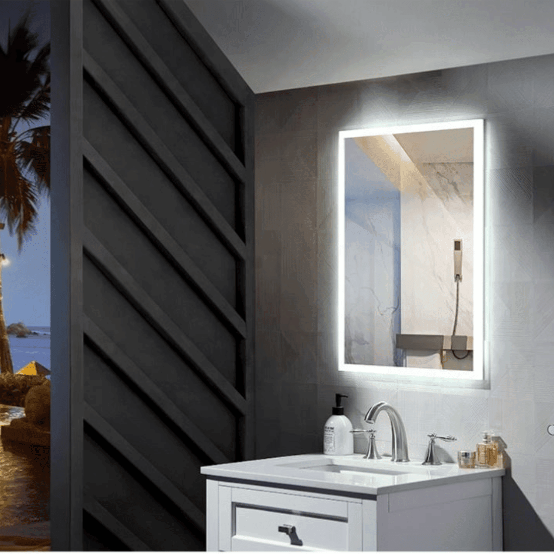 Frameless Decorative LED Mirror – Elegant Wall Mount Design