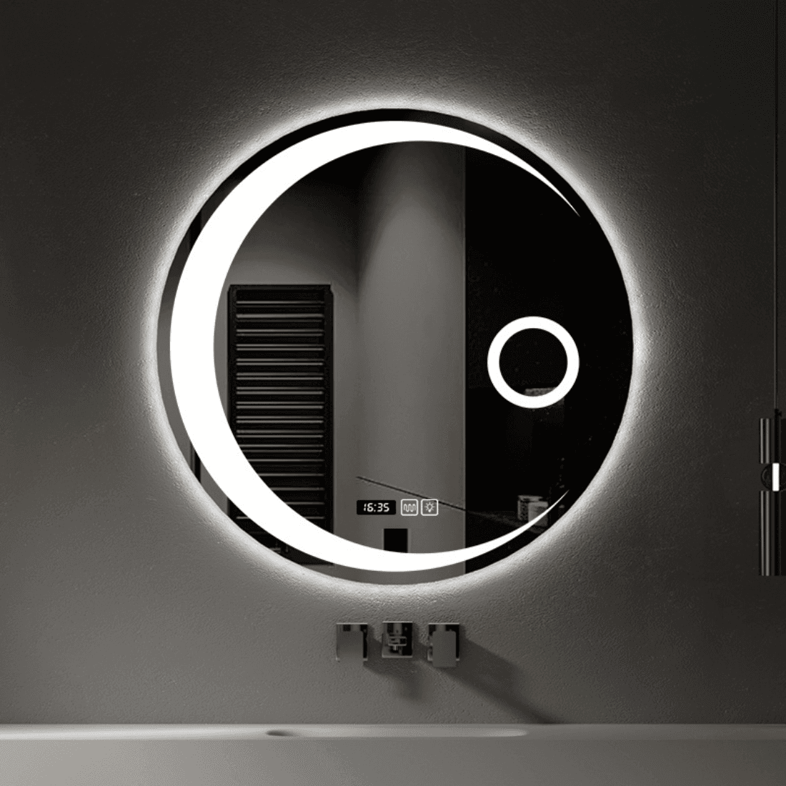Framed 871 Round LED Wall Mirror with Sensor