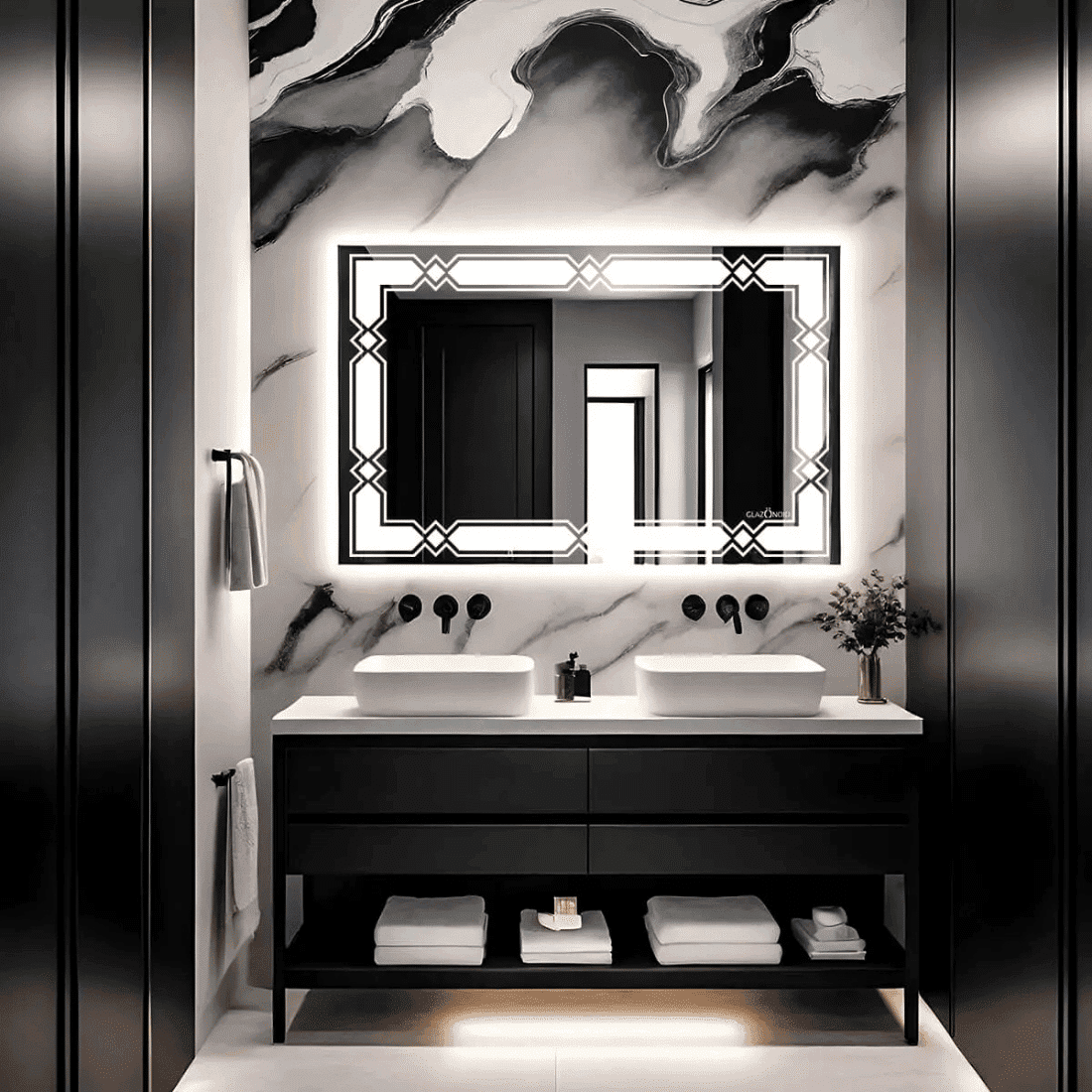 Rectangle LED Bathroom Mirror with Anti-Fog & Dimmable Lights - Modern Backlit Vanity Mirror