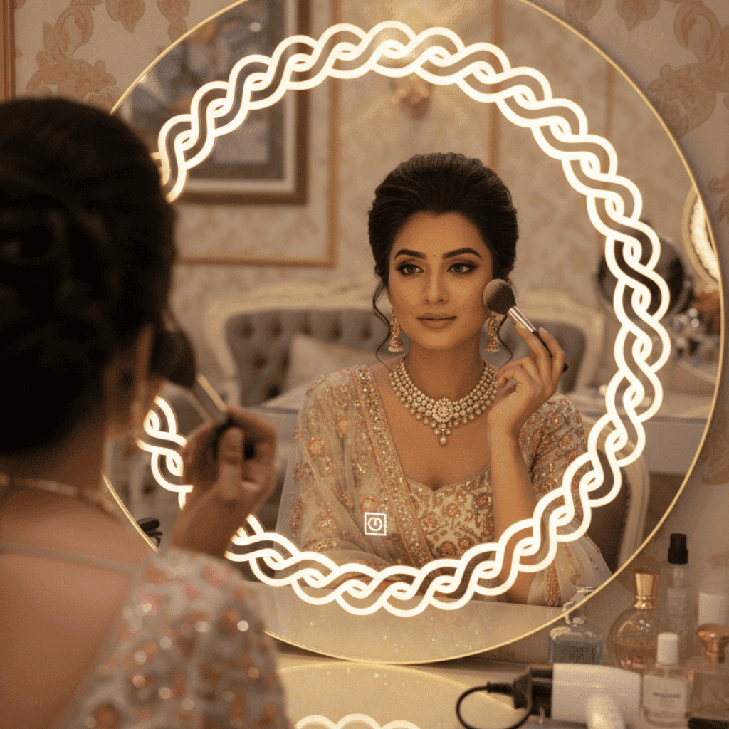 Designer Round LED Mirror with Laser-Cut Backlight1