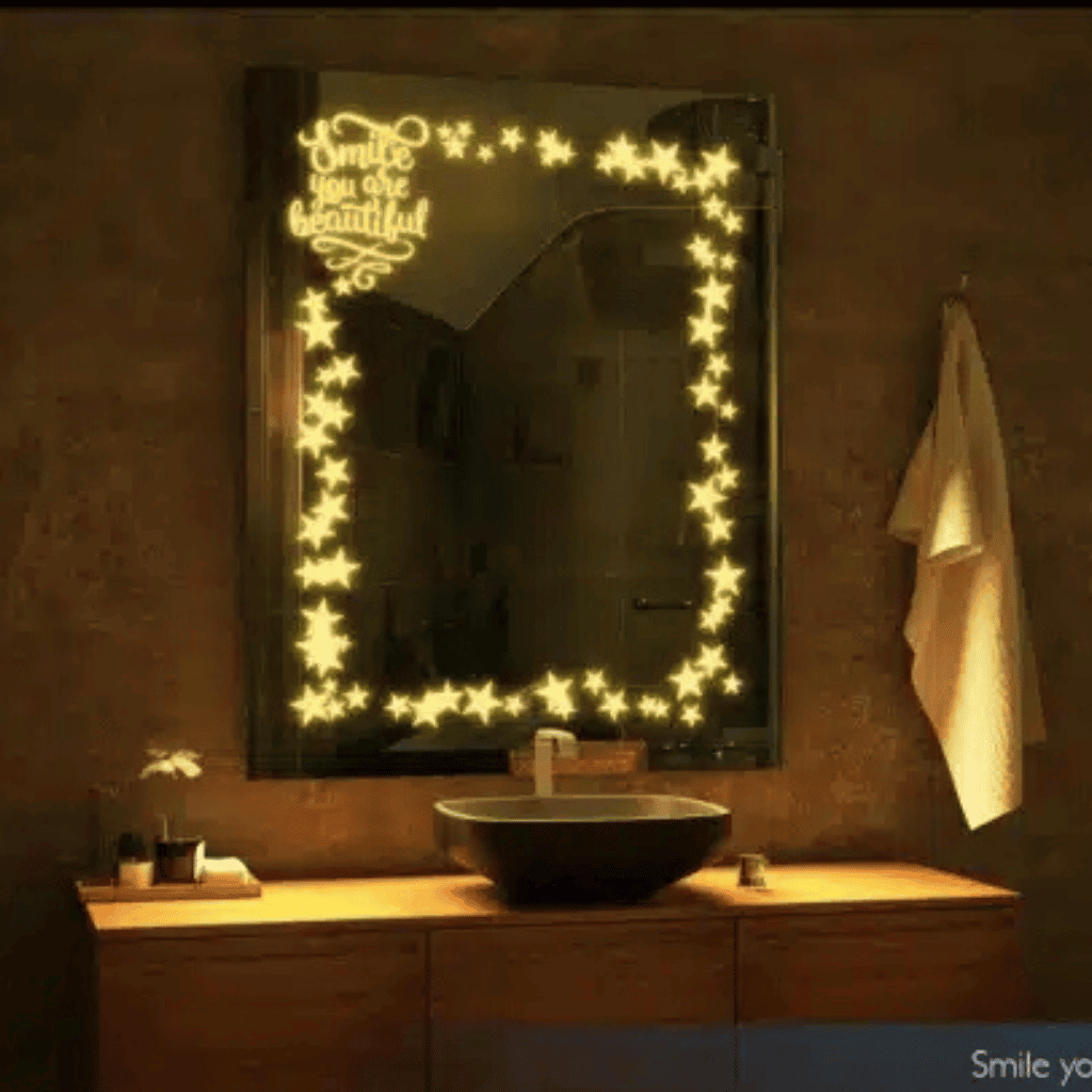 Decorative Engraved Wall Mirror with LED