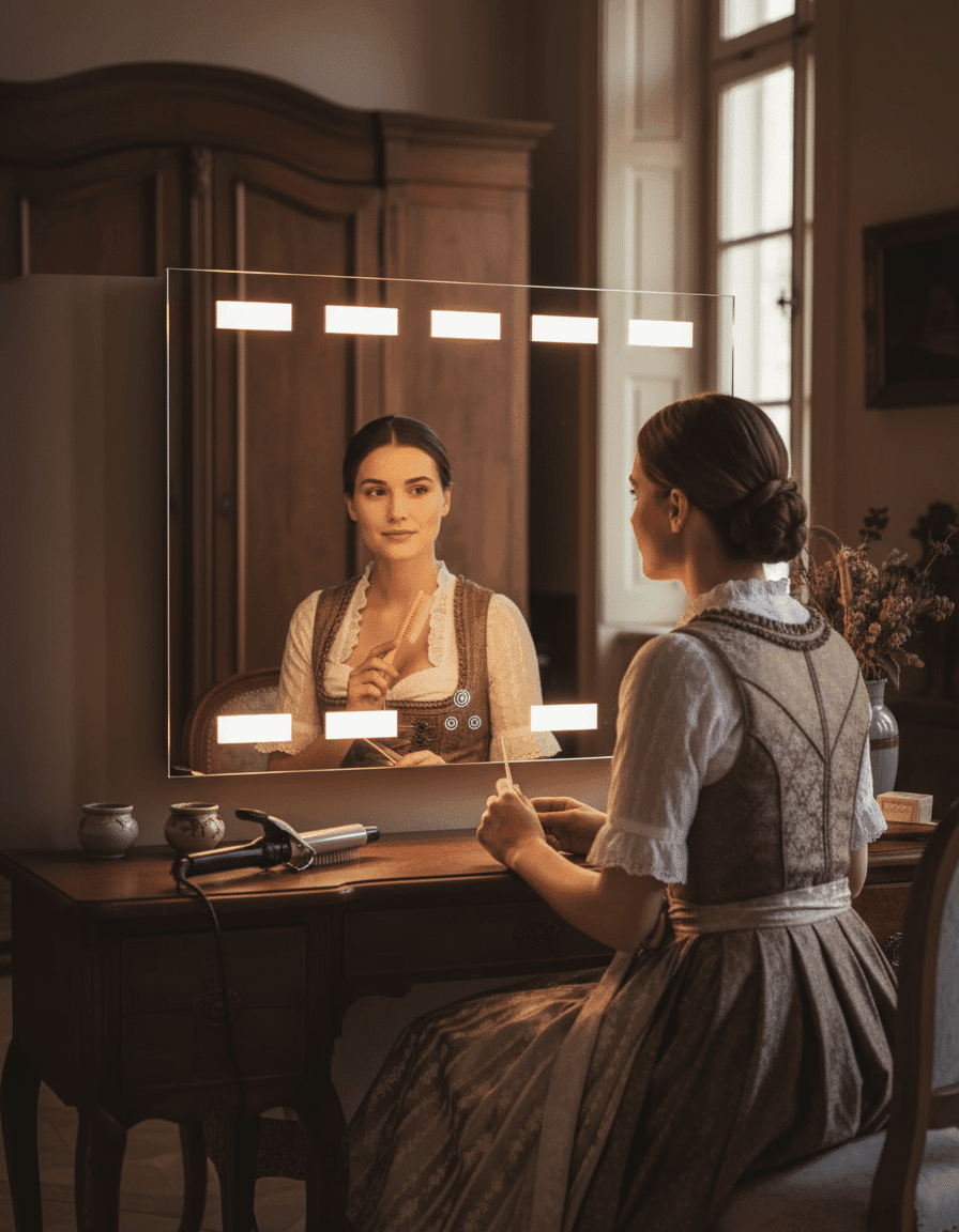 Cube Wide Light Mirror – LED Backlit Mirror with Geometric Glow 1