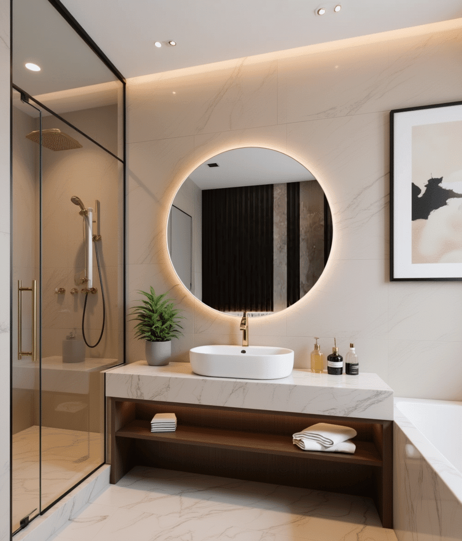 Residential Light Mirror with Soft Glow – Elegant Wall Mount 1