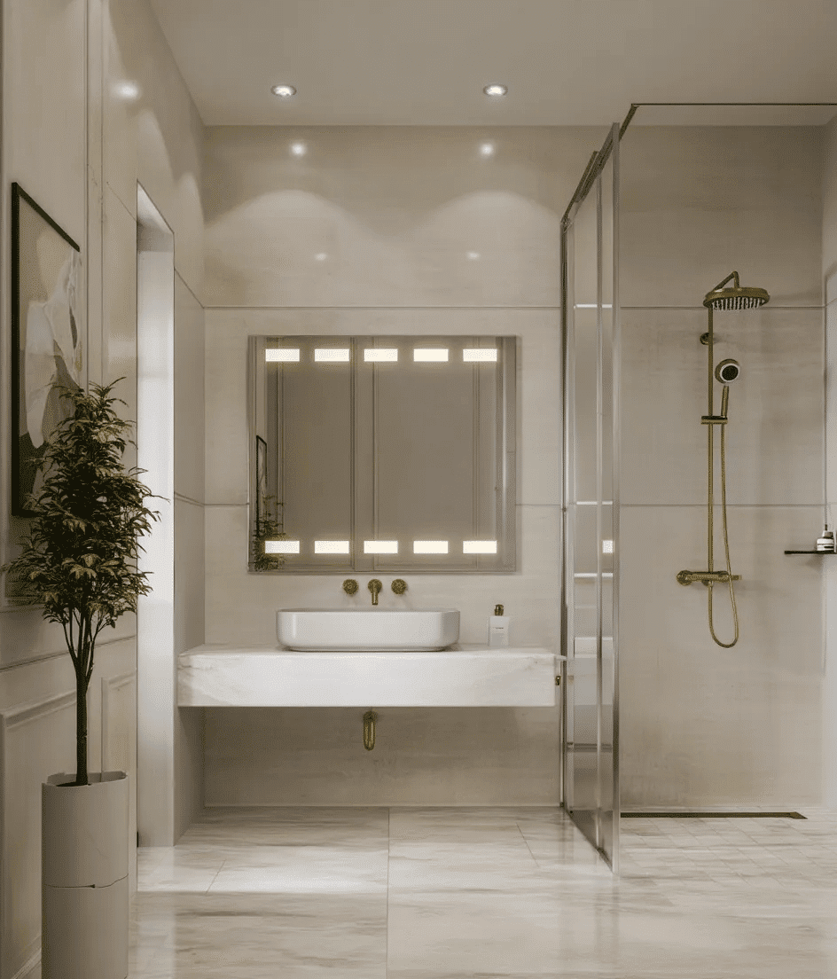 Cube Wide Light Mirror – LED Geometric Bathroom Mirror