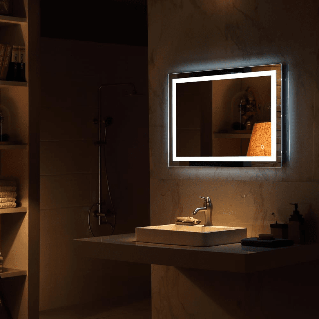 Modern Square LED Mirror with Touch Sensor & Anti Fog