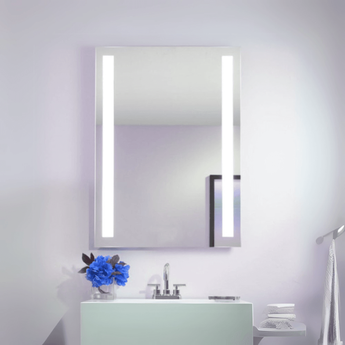 Minimalist LED Bathroom Mirror with Vertical Strips