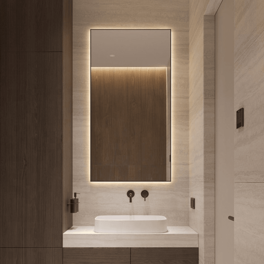 Living room lighted LED mirror