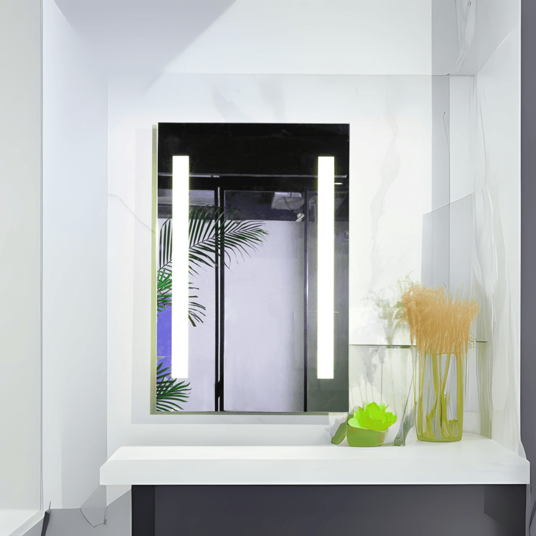 Minimalist LED Bathroom Mirror with Vertical Strips