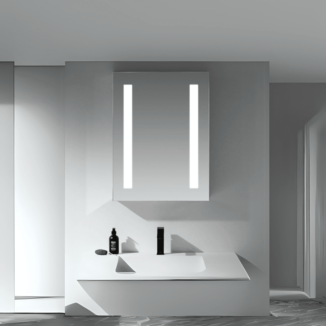 Minimalist LED Bathroom Mirror with Vertical Strips