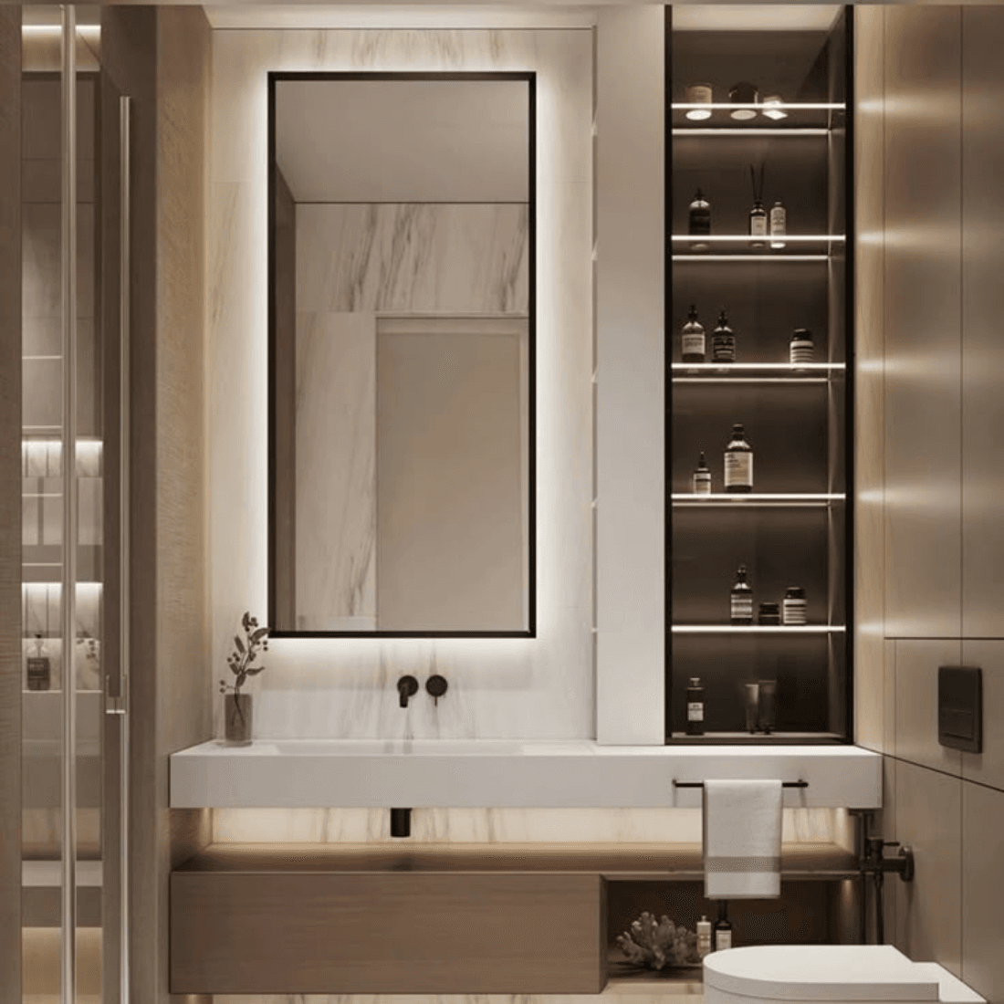 Living room lighted LED mirror