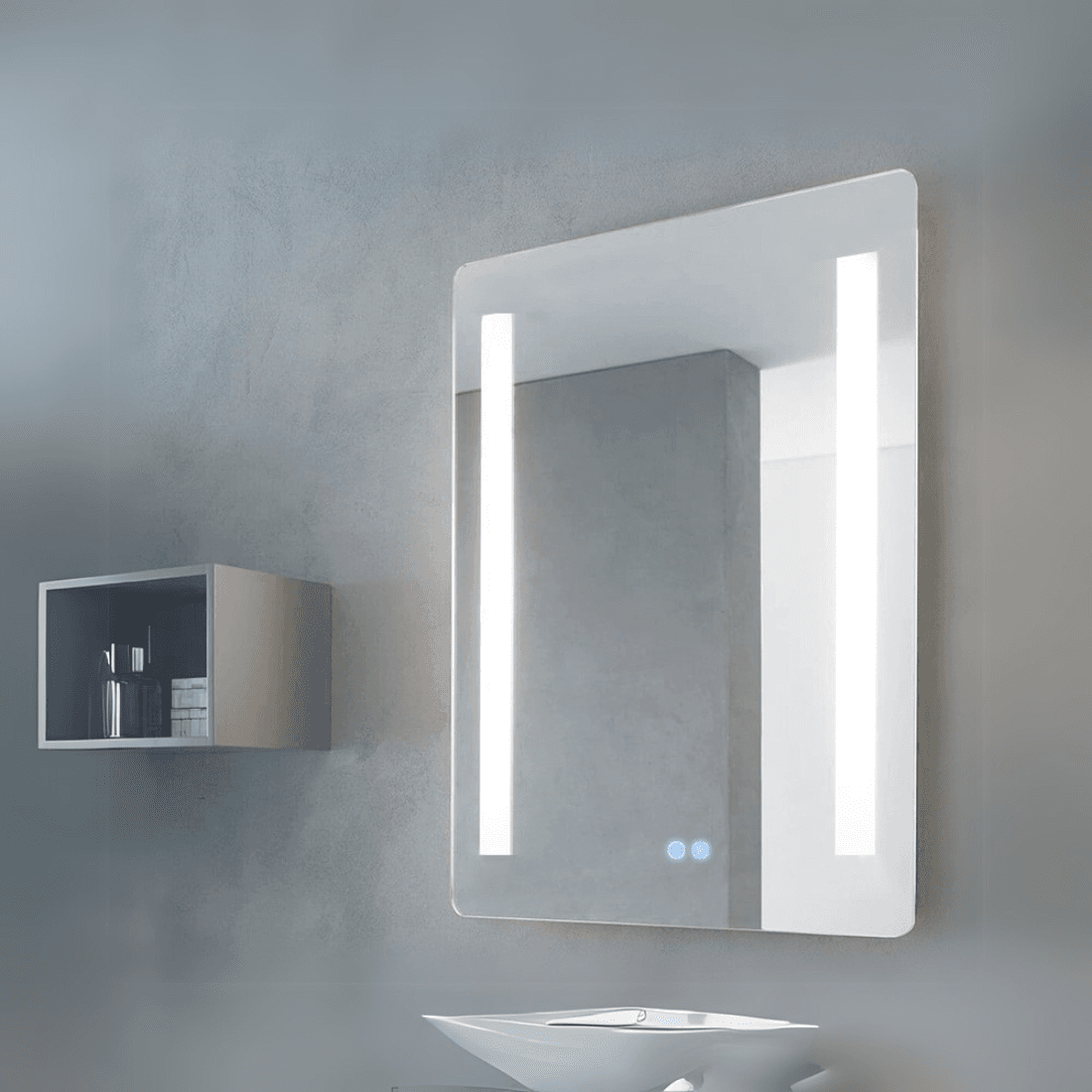 Minimalist LED Bathroom Mirror with Vertical Strips