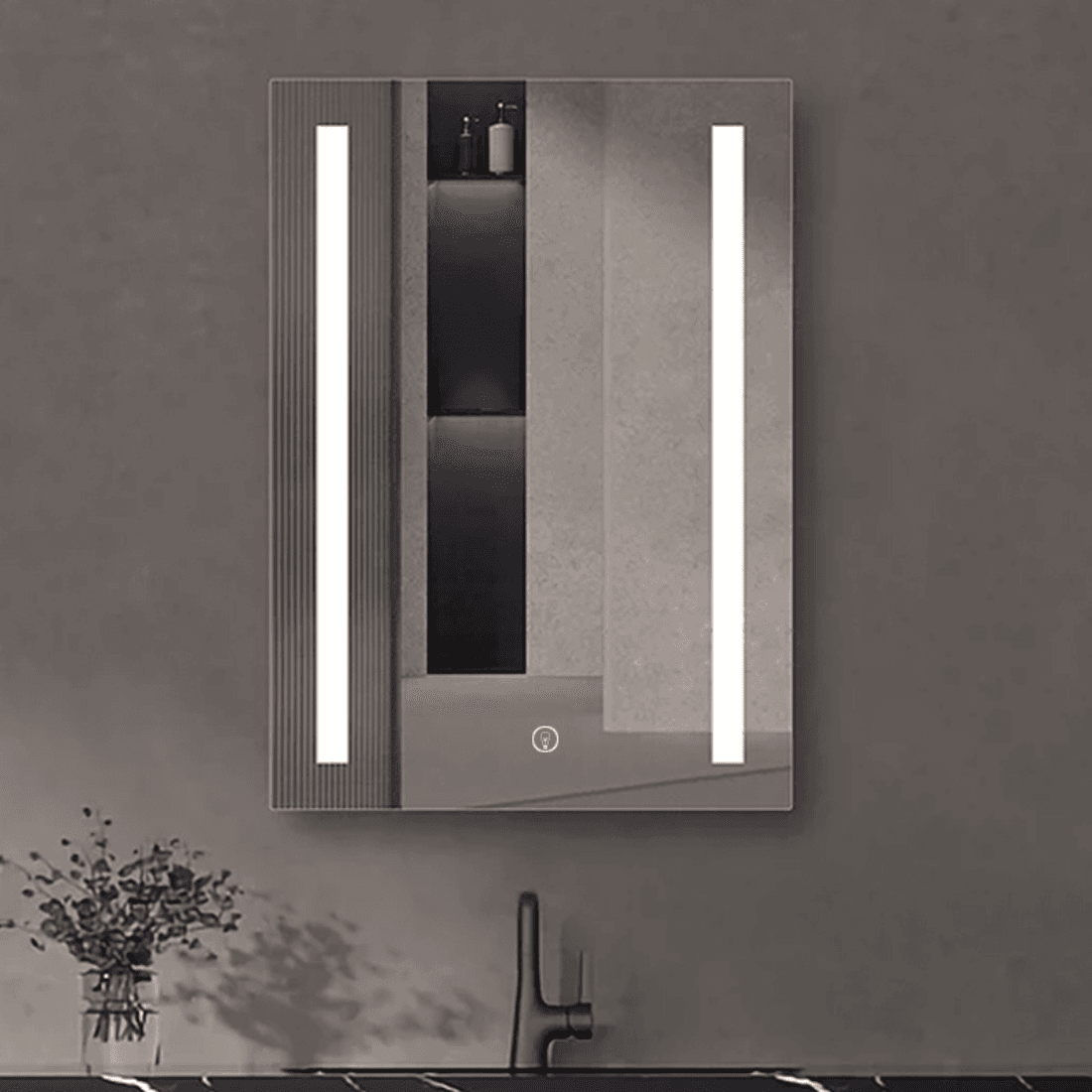 Minimalist LED Bathroom Mirror with Vertical Strips