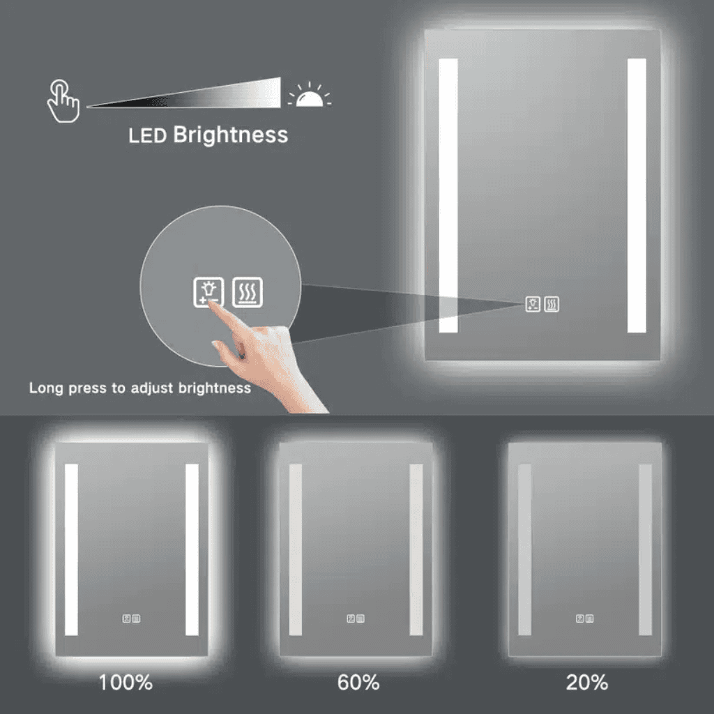 LED Lighted Wall Mount Bathroom Vanity Mirror with Defogger 1