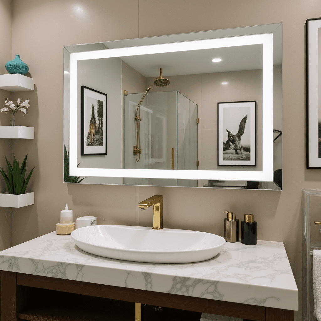 Luxury Rectangular LED Vanity Mirror for Bathroom