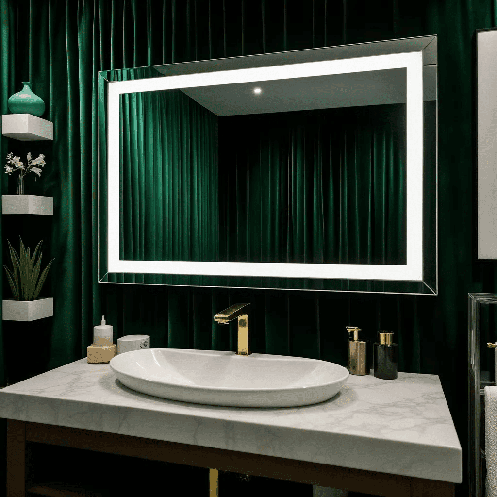 Luxury Rectangular LED Vanity Mirror for Bathroom