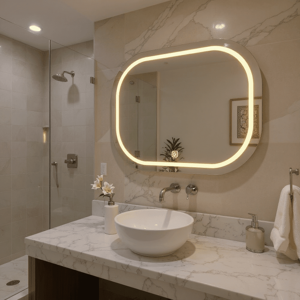 Frameless Oblong LED Mirror for Contemporary Bathrooms