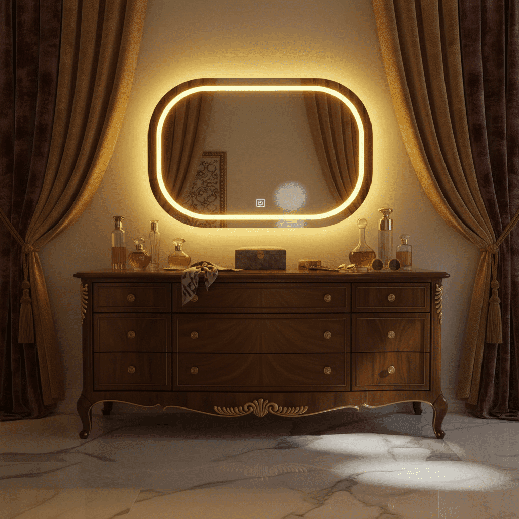 Frameless Oblong LED Mirror for Contemporary Bathrooms