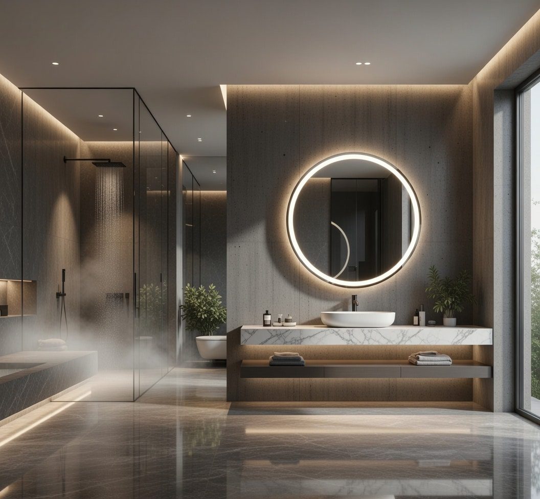 Premium Round LED Mirror with Soft Glow Lighting