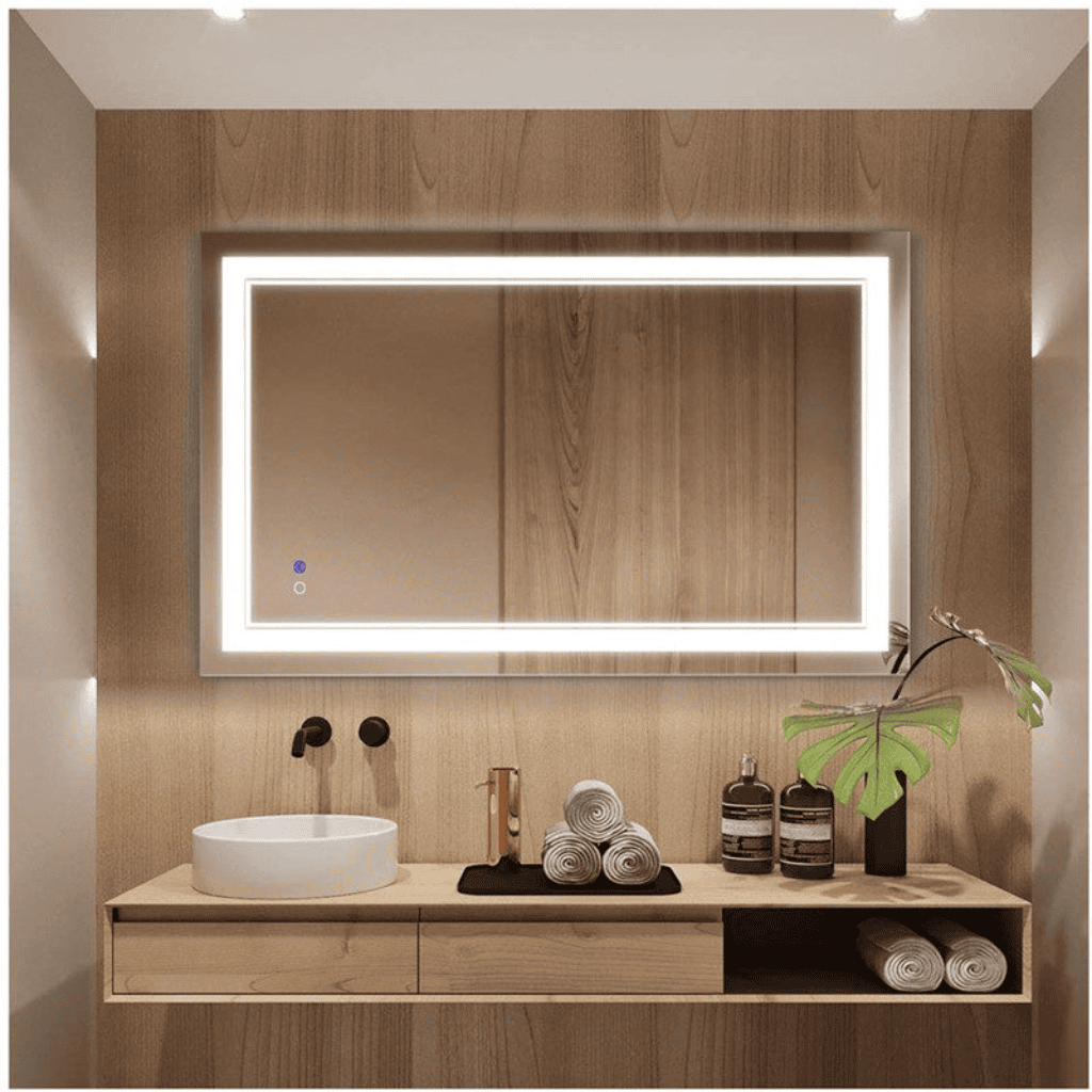 Large Rectangular LED Mirror – Modern Lighted Mirror for Stylish Bathrooms and Vanity Areas