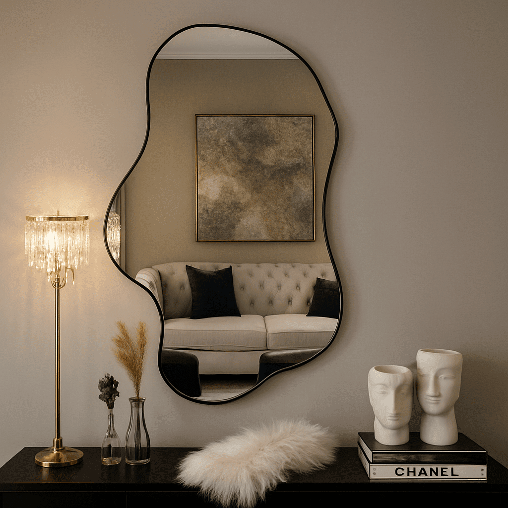 Asymmetrical Decorative Bathroom Mirror