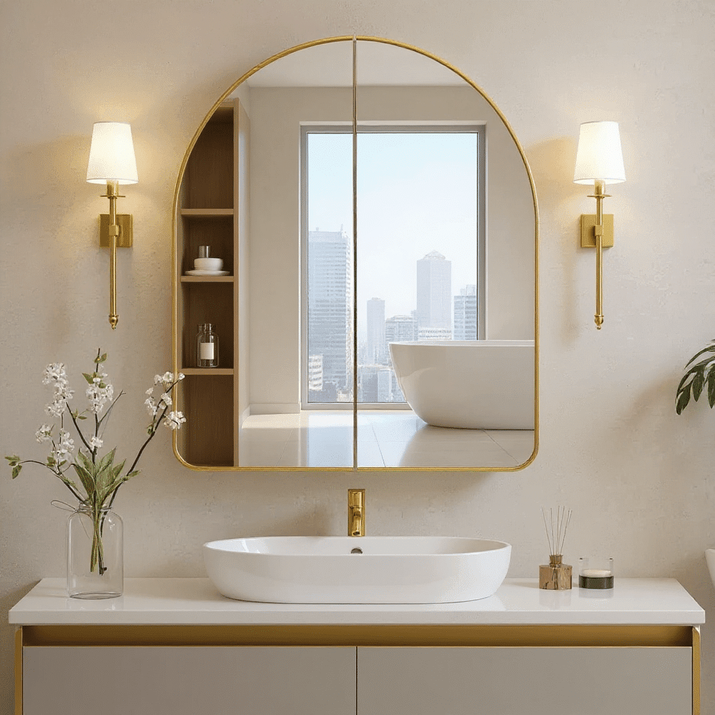 Arched Bathroom Mirror Cabinet