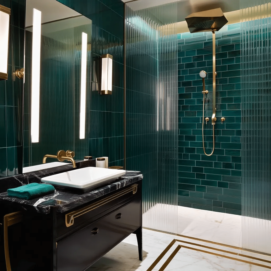 Luxury Double Vanity Bathroom with Vertical LED Mirror Lighting