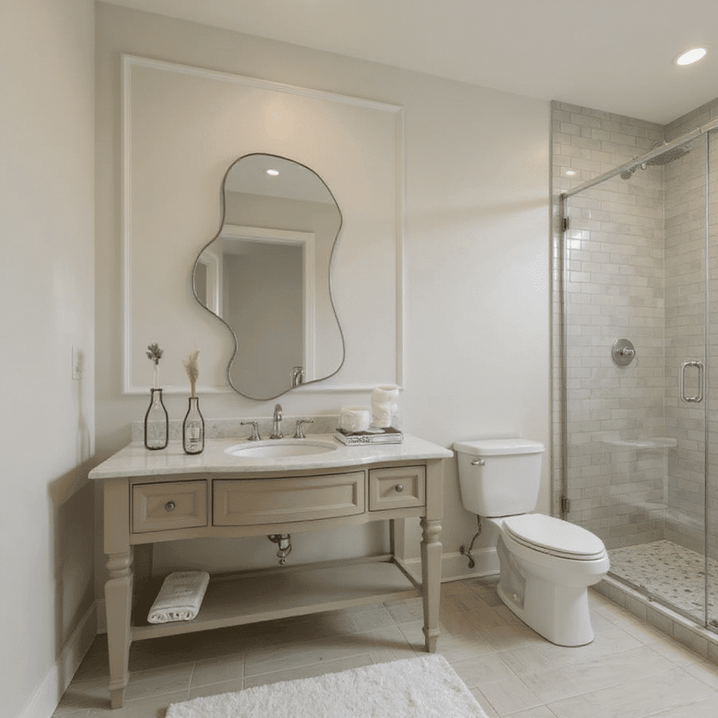 Asymmetrical Decorative Bathroom Mirror