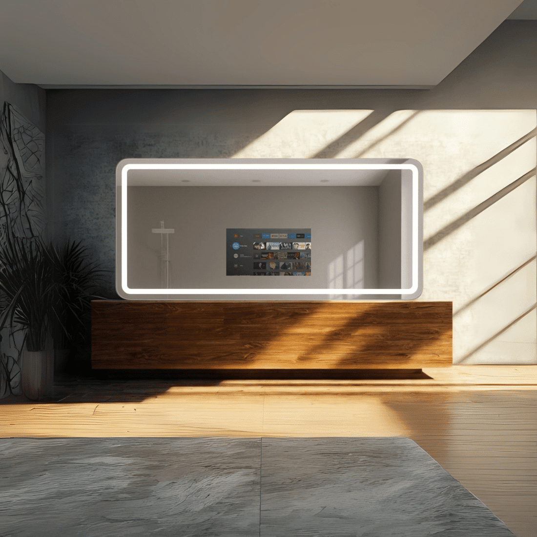 Advanced Smart Bathroom Mirror with WiFi Display & Controls