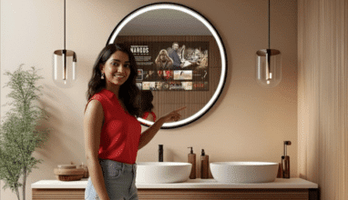 android led mirror for hi-tech bathroom