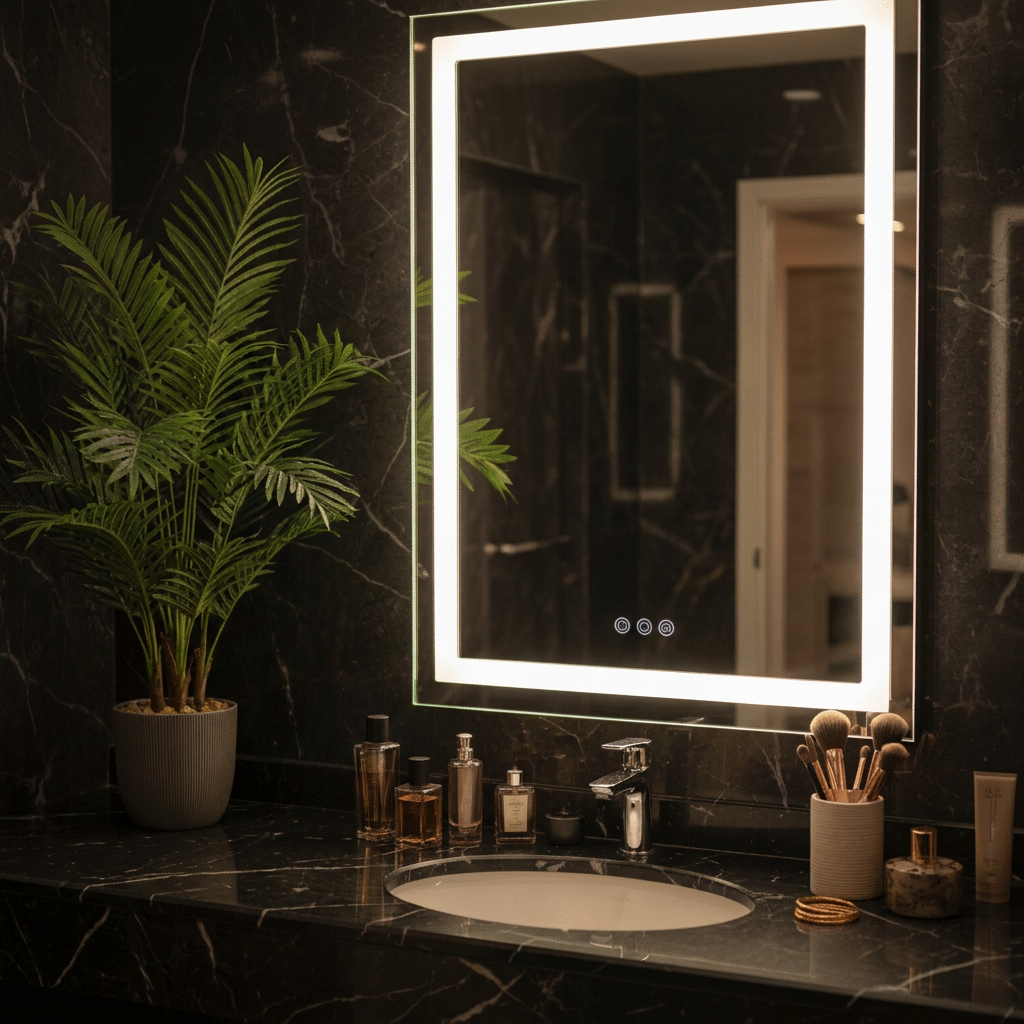 2025 Modern Salon Style Rectangular illuminated Led mirror b