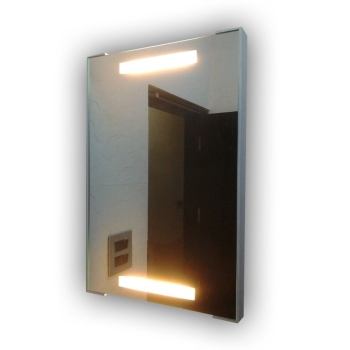 Rectangular LED Mirror with Top and Bottom LED Strips – Modern Mirror for Bathroom and Vanity Spaces