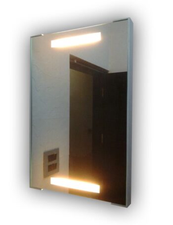 Rectangular LED Mirror with Top and Bottom LED Strips – Modern Mirror for Bathroom and Vanity Spaces