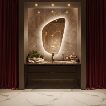 Asymmetrical Glow LED Mirror – Designer Backlit Vanity Mirror 1