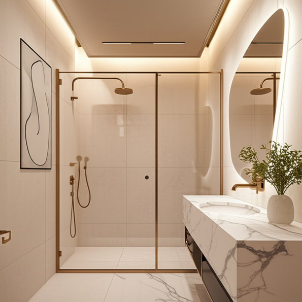 Asymmetrical Glow LED Mirror – Designer Backlit Vanity Mirror 4