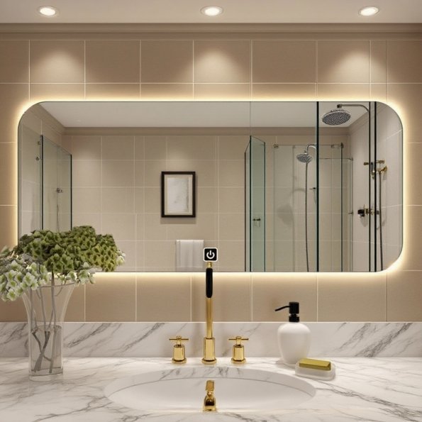 Backlit Bathroom LED Mirror India – Touch Sensor | Warm Glow Design 1