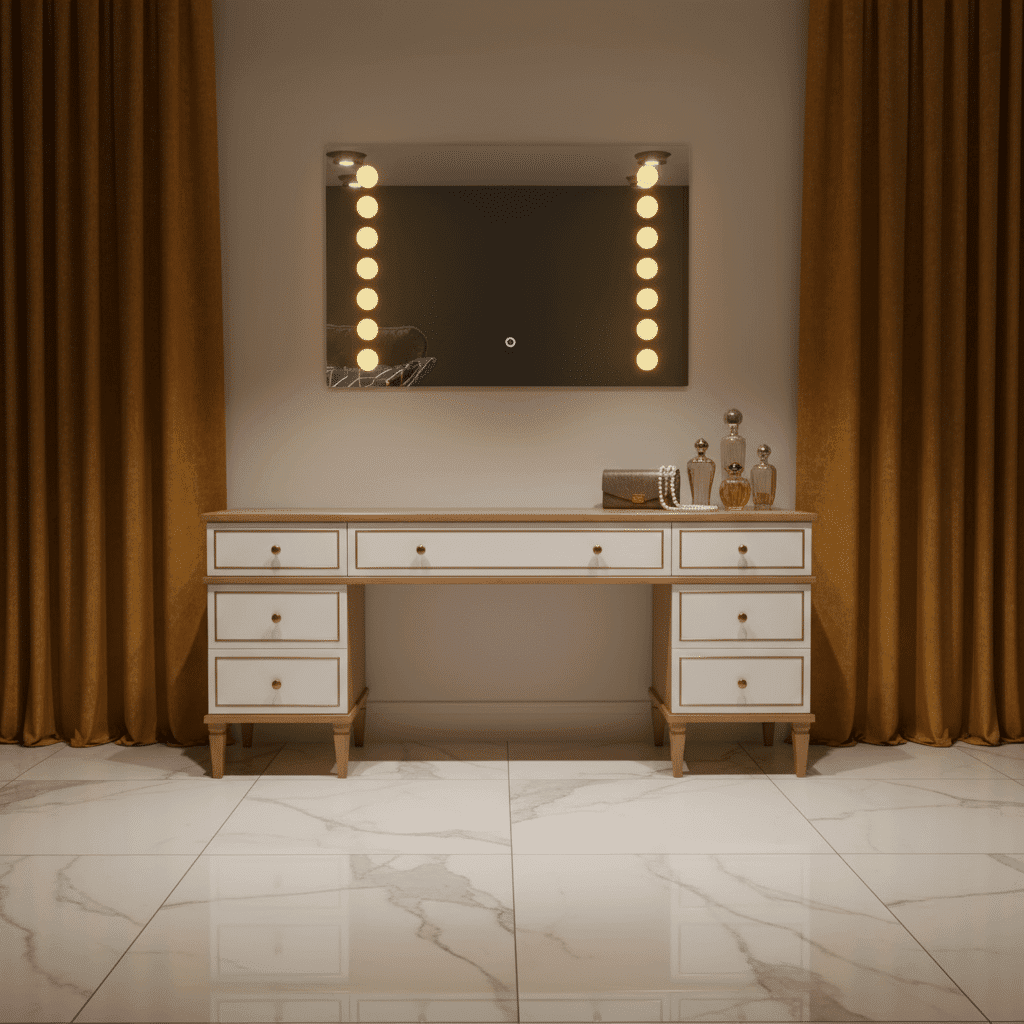 Rectangular Hollywood Makeup Mirror with Lights 1