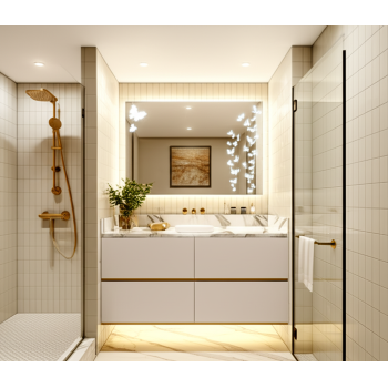 Bathroom Mirror with Butterfly Pattern Lighting 2