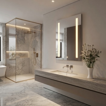 Vertical LED Mirror for Bathroom with Warm Lighting