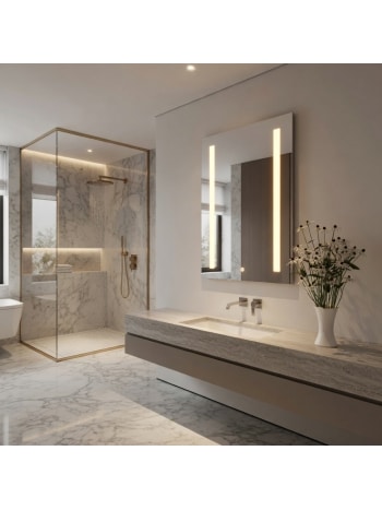 Vertical LED Mirror for Bathroom with Warm Lighting