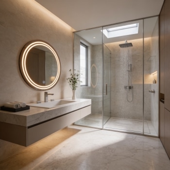 Luxury Round LED Bathroom Mirror with Double Ring Lighting