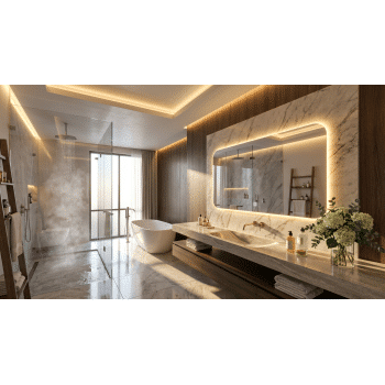 Frameless Curved LED Mirror for Contemporary Interiors