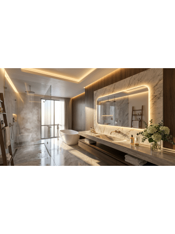 Frameless Curved LED Mirror for Contemporary Interiors