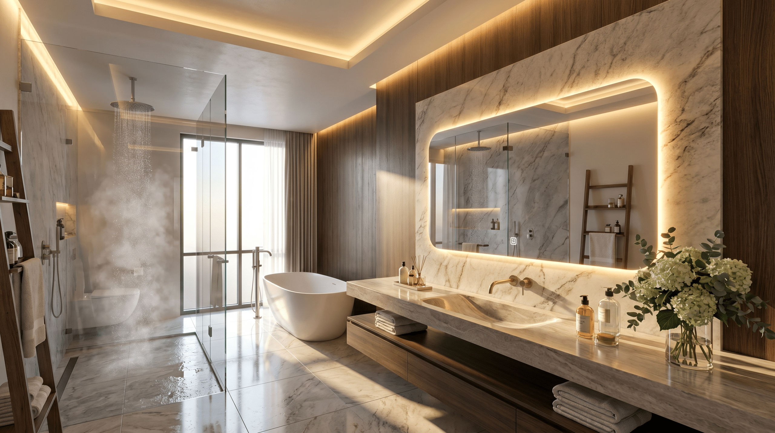 Frameless Curved LED Mirror for Contemporary Interiors