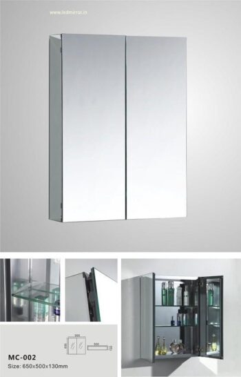 Dual-Door LED Mirror Cabinet with Internal Storage – Sleek & Modern