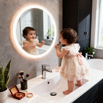 Circular LED Bathroom Mirror – Modern Backlit Mirror with Touch Sensor