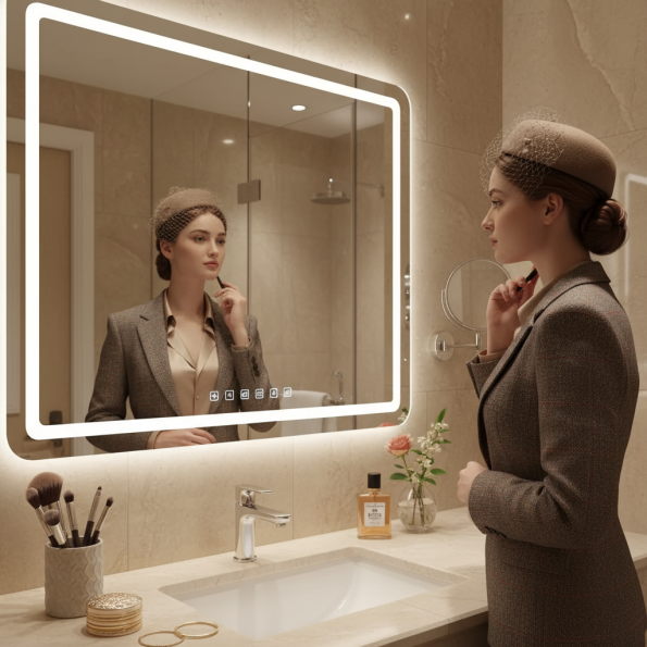 Bluetooth Music Wall Mirror LED Bathroom Makeup Mirror Intelligence Display HD illuminated bathroom Mirrors moisture-proof Board 2