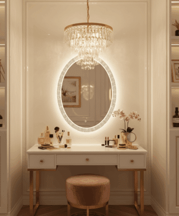 Grecian Glow Oval Mirror with LED Backlight and Etched Border 4